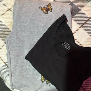 Kids Butterfly Print Gray and Black T-Shirts